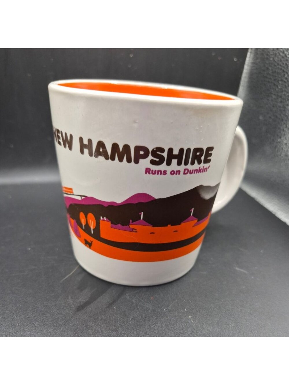 New Hampshire Dunkin Donuts Ceramic Mug State Design Orange Interior 2012